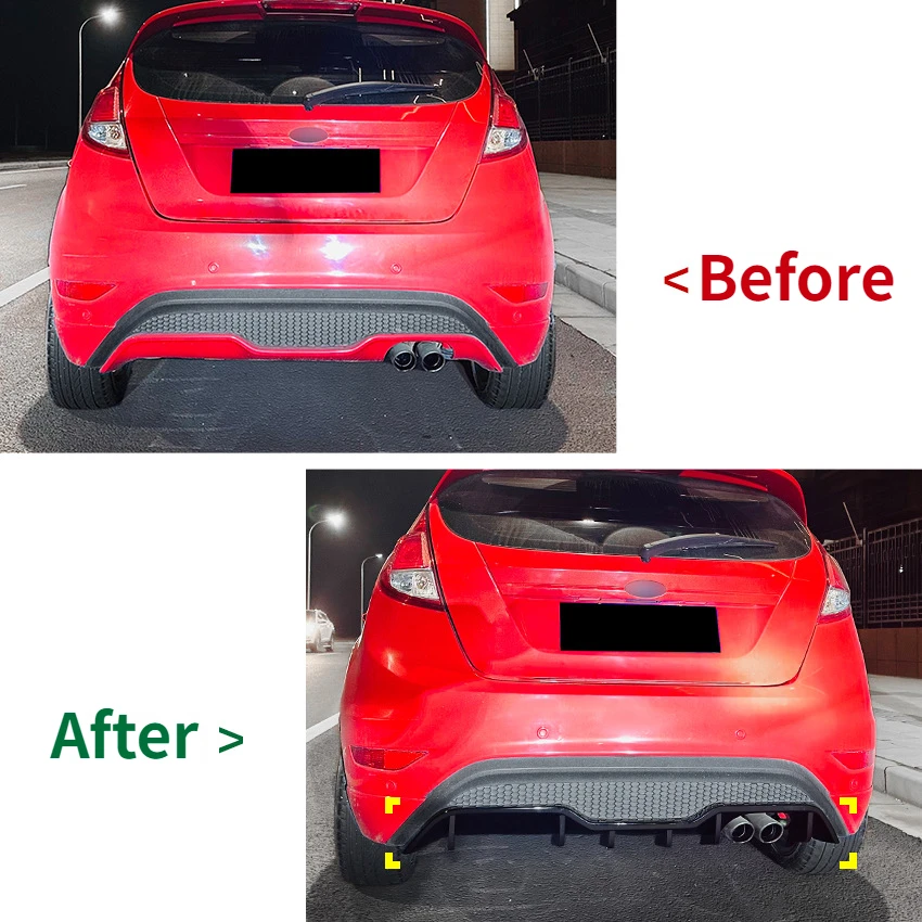 For Ford Fiesta ST MK6 2012-2017 Car Rear Bumper Lip Tuning Splitter Diffuser Side Corner Trim Protector Spoiler Body Kit