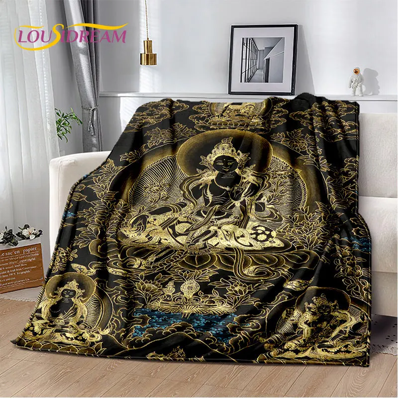 Manta de felpa suave de Buda Sakyamuni, budismo, fe, religión, manta de franela para sala de estar, dormitorio, cama, sofá, rezar