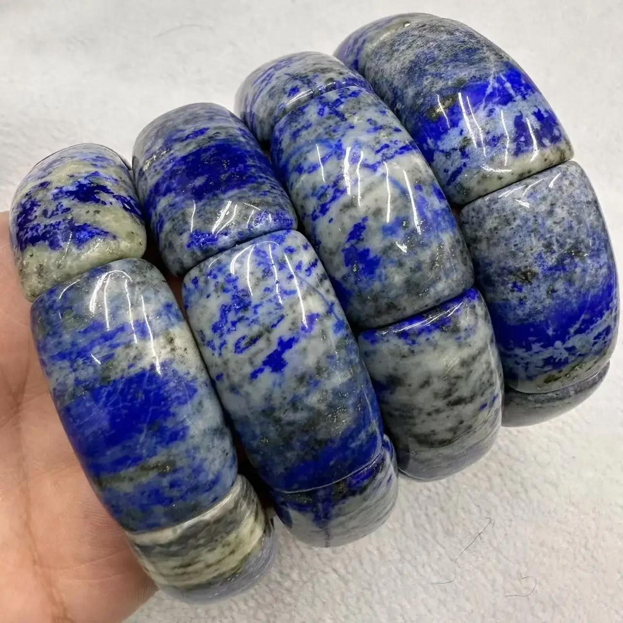 Natural Lapis Lazuli Blue and White Porcelain Color Bead Bracelet - Gemstone Bangle for Men & Women Gift Wholesale