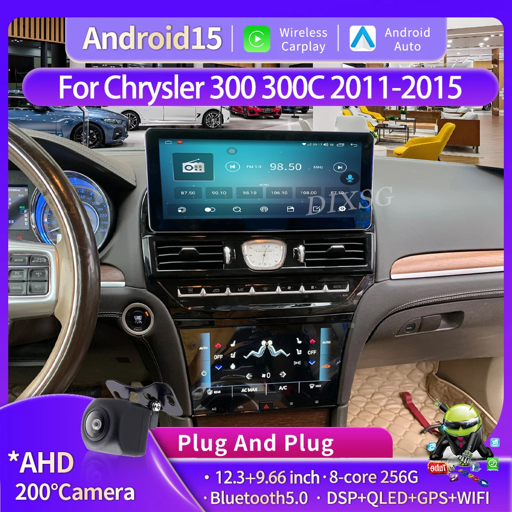 

12.3” Wireless CarPlay Android15 For Chrysler 300 300C 2011-2015 Car Multimedia Player Stereo Upgrade Dual Touch Screen GPS DSP