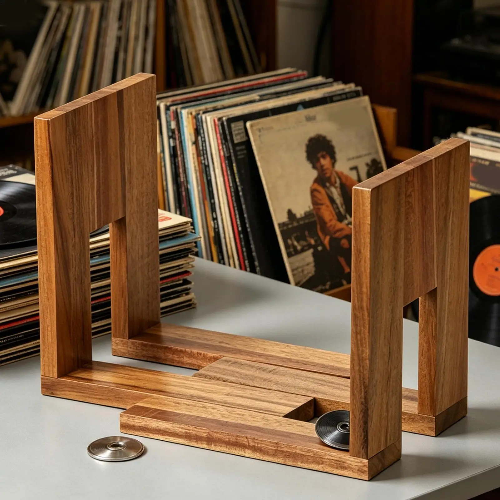 

Record Holder Stand Adjustable Expandable Wooden Organizer Holds 2060 Lps Record Display Shelf for Desktop Table Cabinet Living