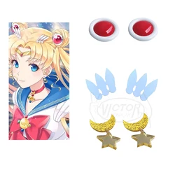 Tsukino Usagi Cosplay Earrings Tiara Red Ear Stud Ear Clip Cosplay Accesseries Cos Prop For pierced ears