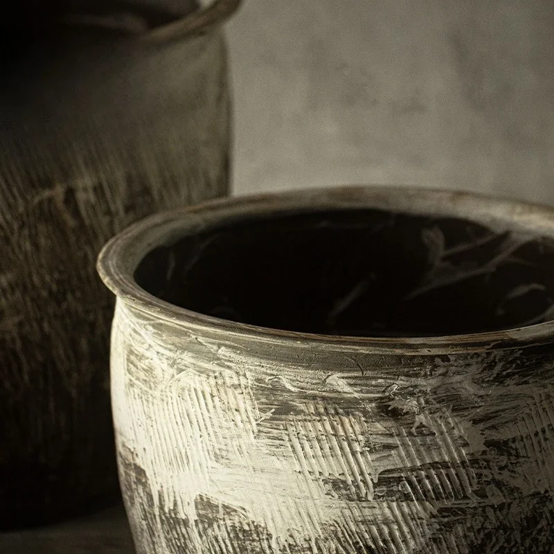 Pot bunga besar bergaya retro untuk halaman rumah, taman, vas keramik Cina berdiameter besar