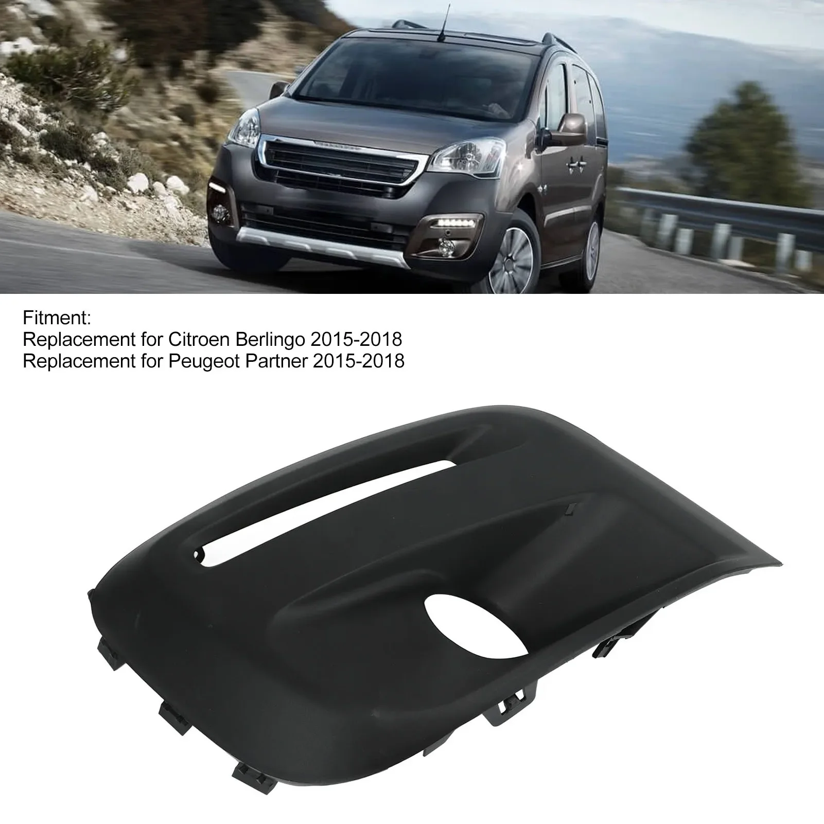 กระจังหน้ากันชนหน้าด้านขวาฝาครอบ1513564680ไฟตัดหมอกอะไหล่สำหรับ Citroen Berlingo 2015-2018