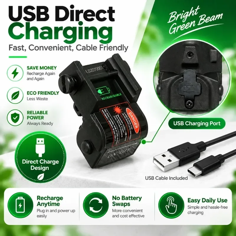 Hanging Type Green Light Illumination Unit Shockproof Mini Size USB Direct Charge & Mount Base
