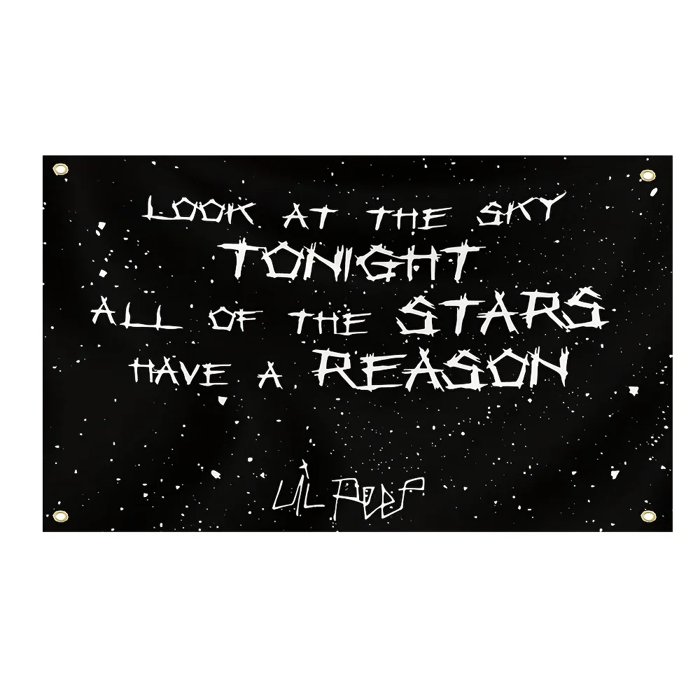 Every Star Has Its Purpose – Black Star Flag Tapestry ft. Lil Peep, Double‑Stitched with Brass Grommet for Easy Indoor/Outdoor