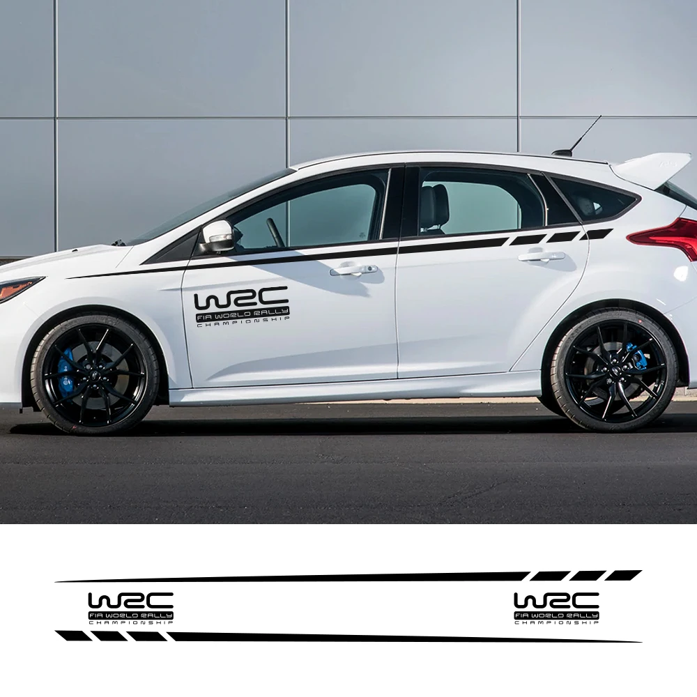 2 stücke Auto Seite Röcke Aufkleber Stilvolle Grafiken Auto DIY Styling Vinyl Aufkleber Auto Tuning Zubehör Für Ford Focus 2 3 MK2 MK3