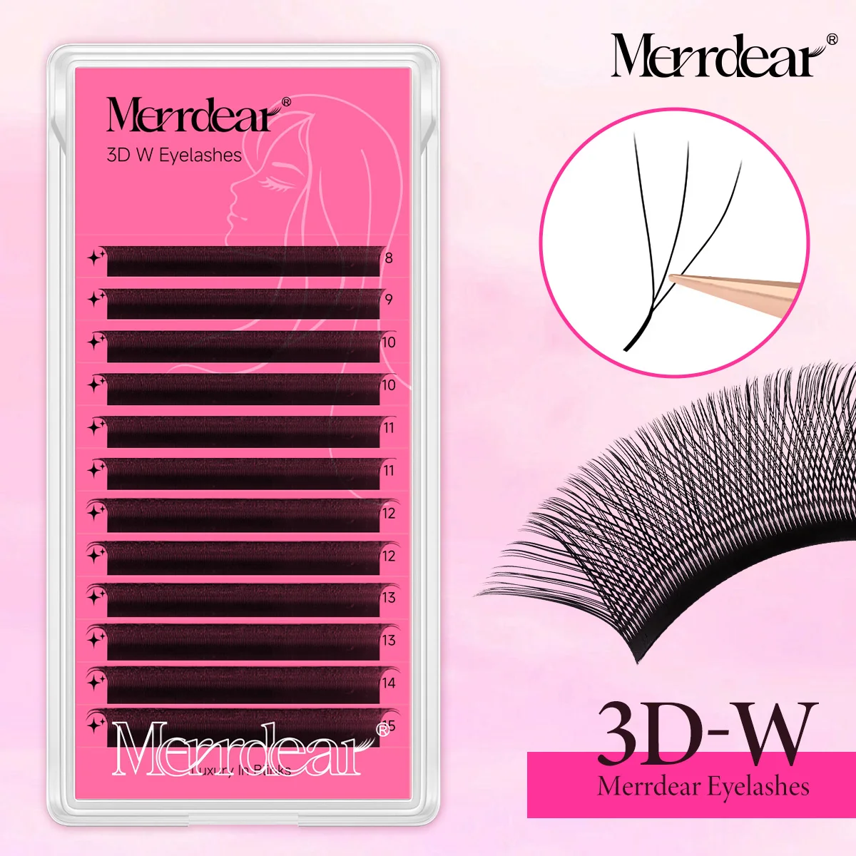 Merrdear W-Shape Eyelash Extension 3d 4d 5d 6d W Lashes Natural Soft Premade Fan Bloom Effect Eye Lashes for Beauty Makeup