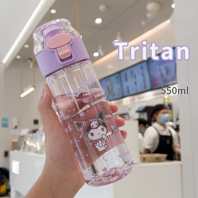 

550Ml Kawaii Cartoon MINISO Water Cup Kuromi Cinnamoroll Anime Plastic Cup Toys for Kids Portable Water Bottle Birthday Gift