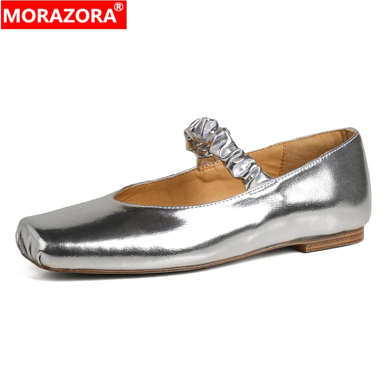 

MORAZORA/Новые туфли из натуральной кожи размера плюс 34–42, балетки Мэри Джейн, туфли на плоской подошве с квадратным носком, женская повседневная повседневная обувь