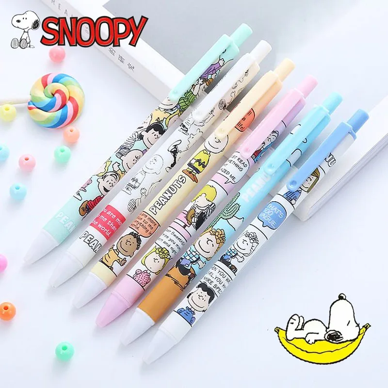 Snoopies Gel Pens Cute Cheap Stationery Student Back To School Supplies Office Accessories Kawaii Anime 0.5mm Black Pen Gifts