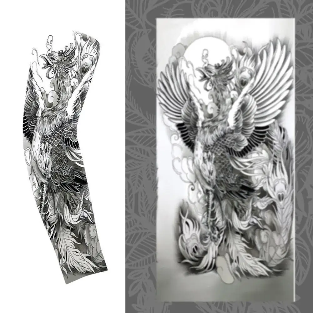 1PC Ultra-Thin Cooling Sve Covers Sun Protection Floral Arm Tattoo Design for Cycling And Summer Heat Relief Men's Arm Protector image 5