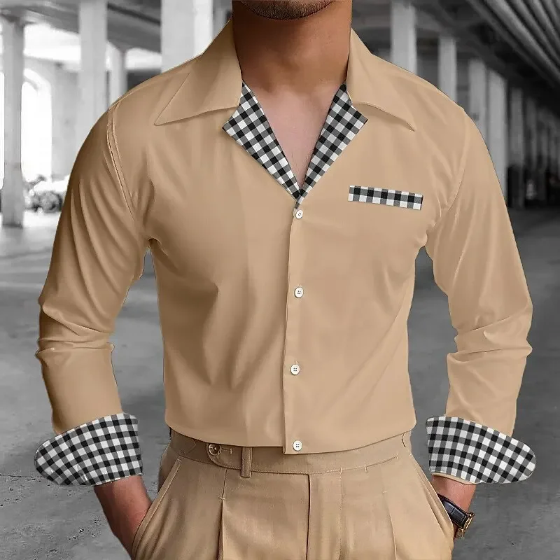 2025 Simple Classic Business Men's Shirt Casual Breathable Solid Color Long Sleeve Shirt Daily Street Fashion Wear Men's Top