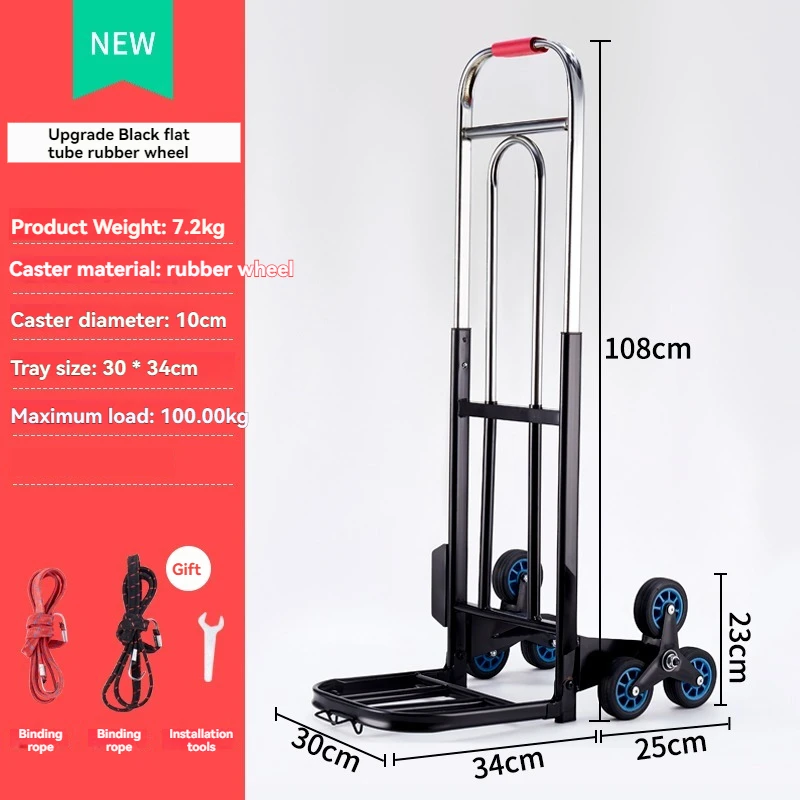 

Foldable Stair Climbing Cart Shopping Camping Heavy-Duty Hand Truck Easy Fold Trolley Household Grocery Load Trailer Pulling