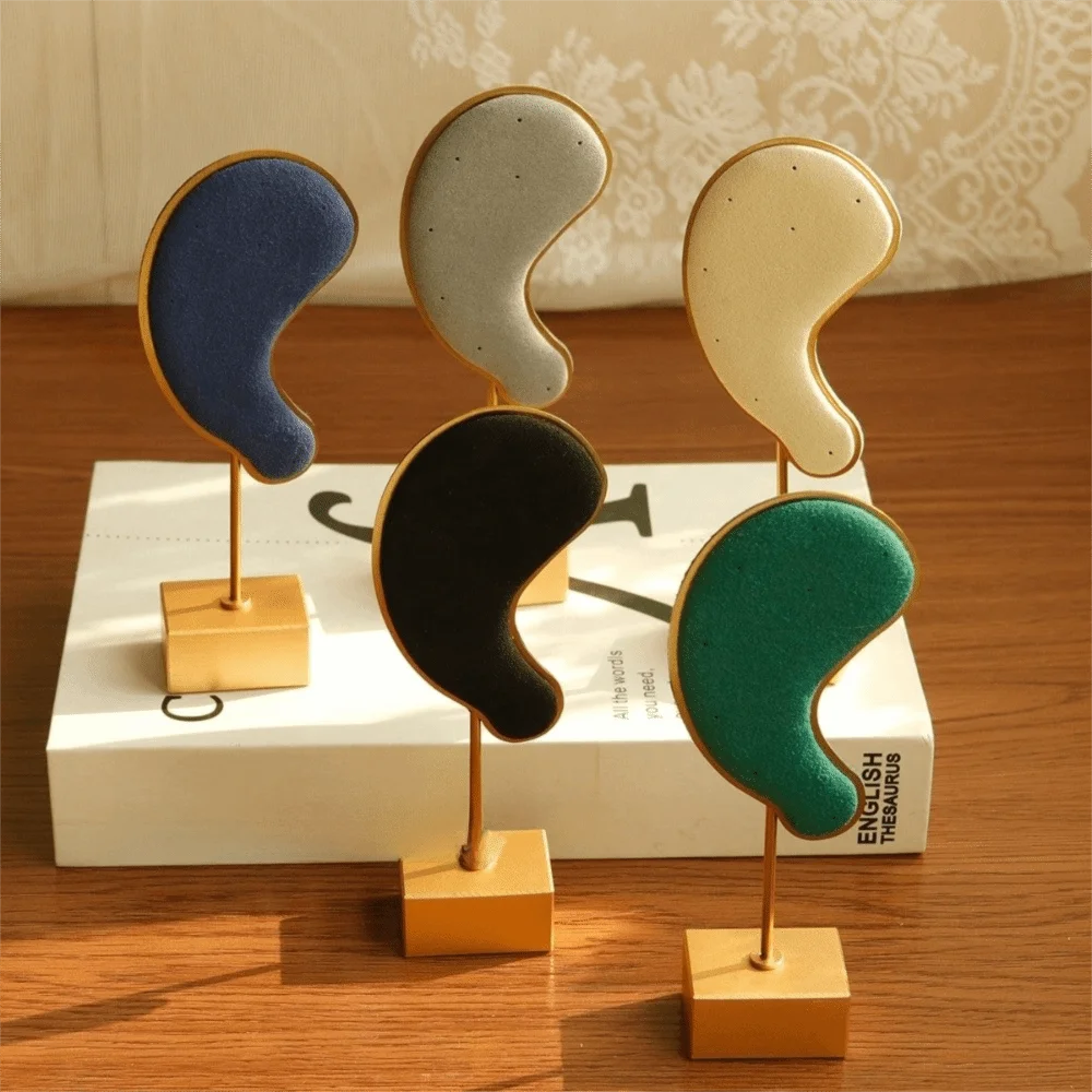 

Ear Shape Earring Display Stand Microfiber Charms Earring Hanging Rack Exquisite High-end Stud Jewelry Organizer Storage Home