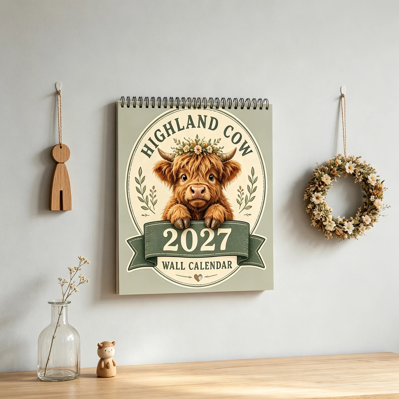 Wall Calendar Artistic Cow Photography Decor for Animal Lovers 2027 Monthly Planner Home Office Gift Coated Paper