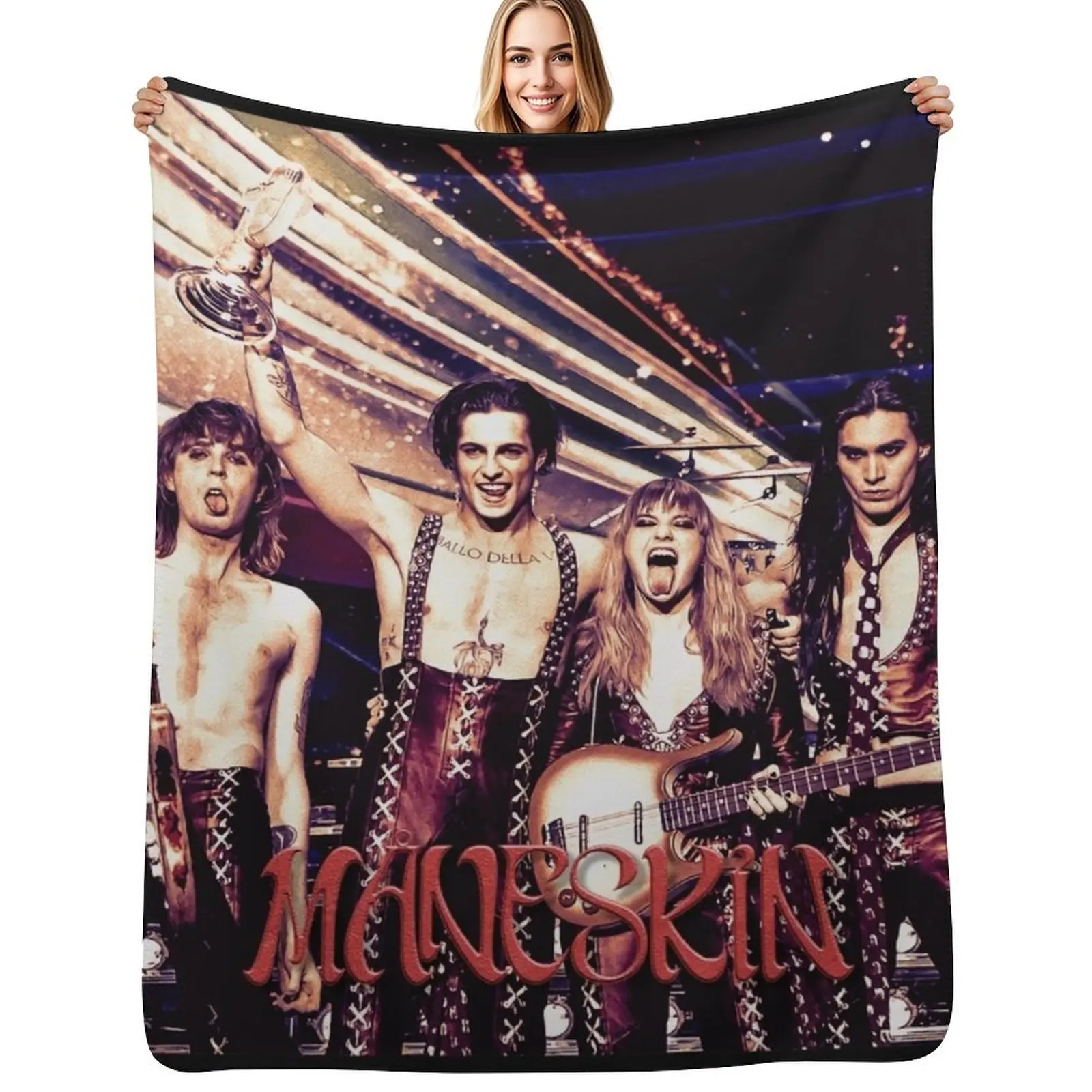 Maneskin glamrock rock band Throw Blanket Soft Big bed plaid Hair for sofa heavy to sleep Stuffeds Blankets