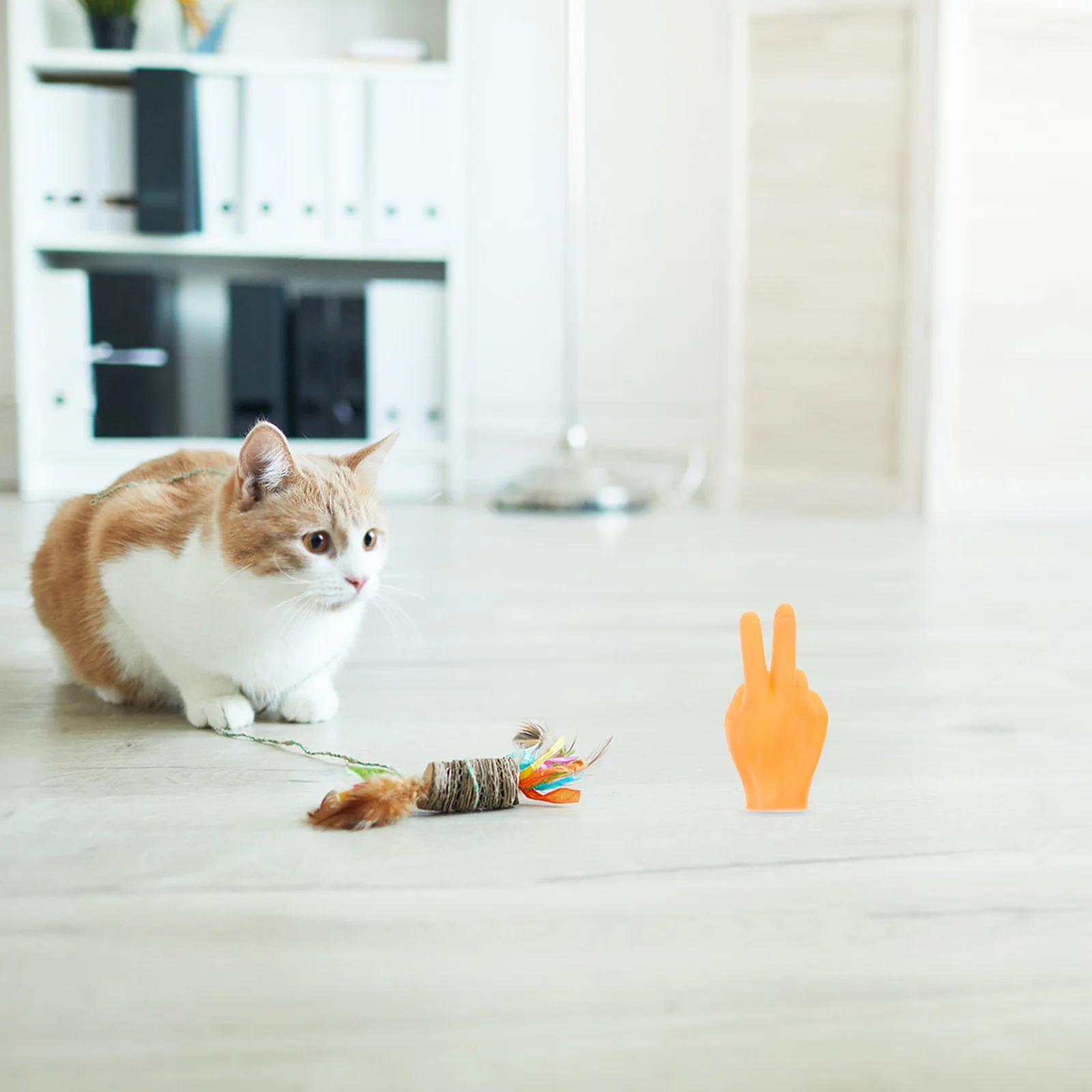 

10Pcs Creative Cat Teaser Mini Hands Pet Finger Gloves Interactive Small Hands Indoor Play Kitten Exercise Finger Toys