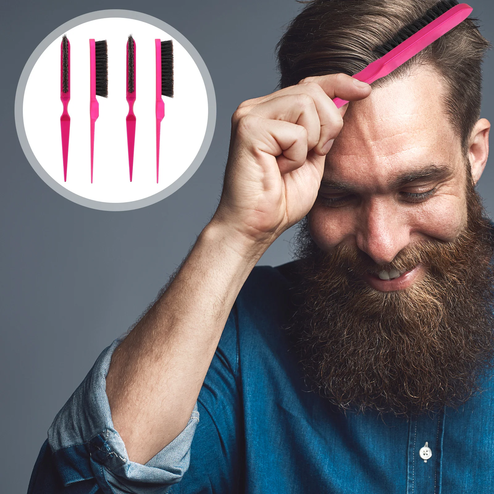 

4 шт., расческа для распутывания волос, профессиональная гибкая щетина для влажного и сухого использования, для женщин и мужчин, наращивание волос, портативный, легкий вес для путешествий