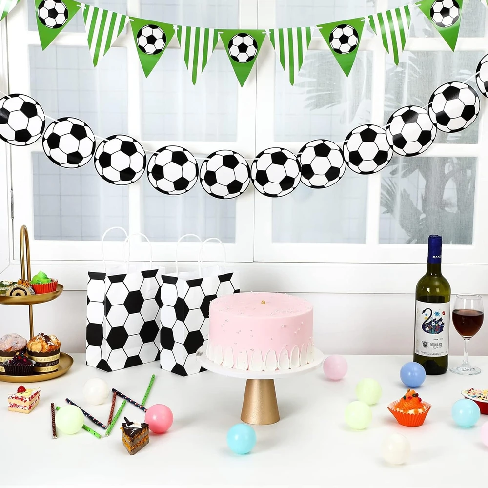 1 Set Fußball-Themen-Partybanner Grün Weiß Schwarz Fußballmuster Papiergirlande für Sport-Game-Day Geburtstagsfeier Dekoration – Detail 4