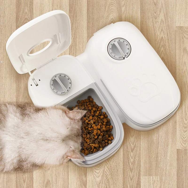 Automatic Timing Pet Cat Feeder 350ml Cat Dish Bowl Double Pet Bowl for Cats Dogs Quantitative Pet Feeder Cat Accessories