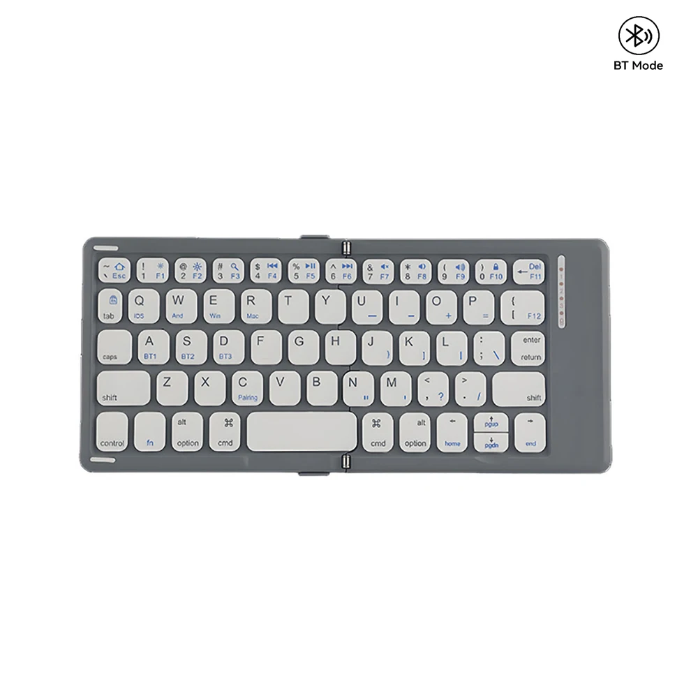 

Portable Bluetooth Wireless Keyboard with Foldable Makeup Mirror Rechargeable Folding Travel Keyboard for Window/Mac OS/Android