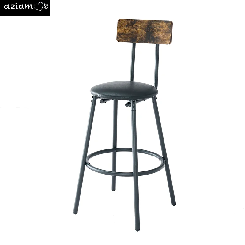 Wood Top Metal Base side table Industrial Bar Table with two chair--Adjustable table base Bistro Whiskey Pub Table,47.44