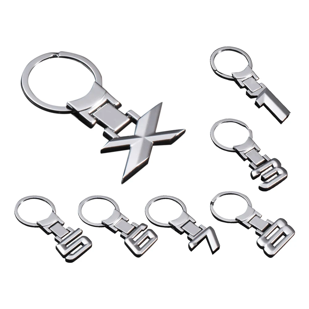 Car Key Chain Key Ring Number Emblem Key Chain Zinc Alloy Key Ring 3D Styling X 1 3 5 6 7 8 Number Series Pendant Car Keyring