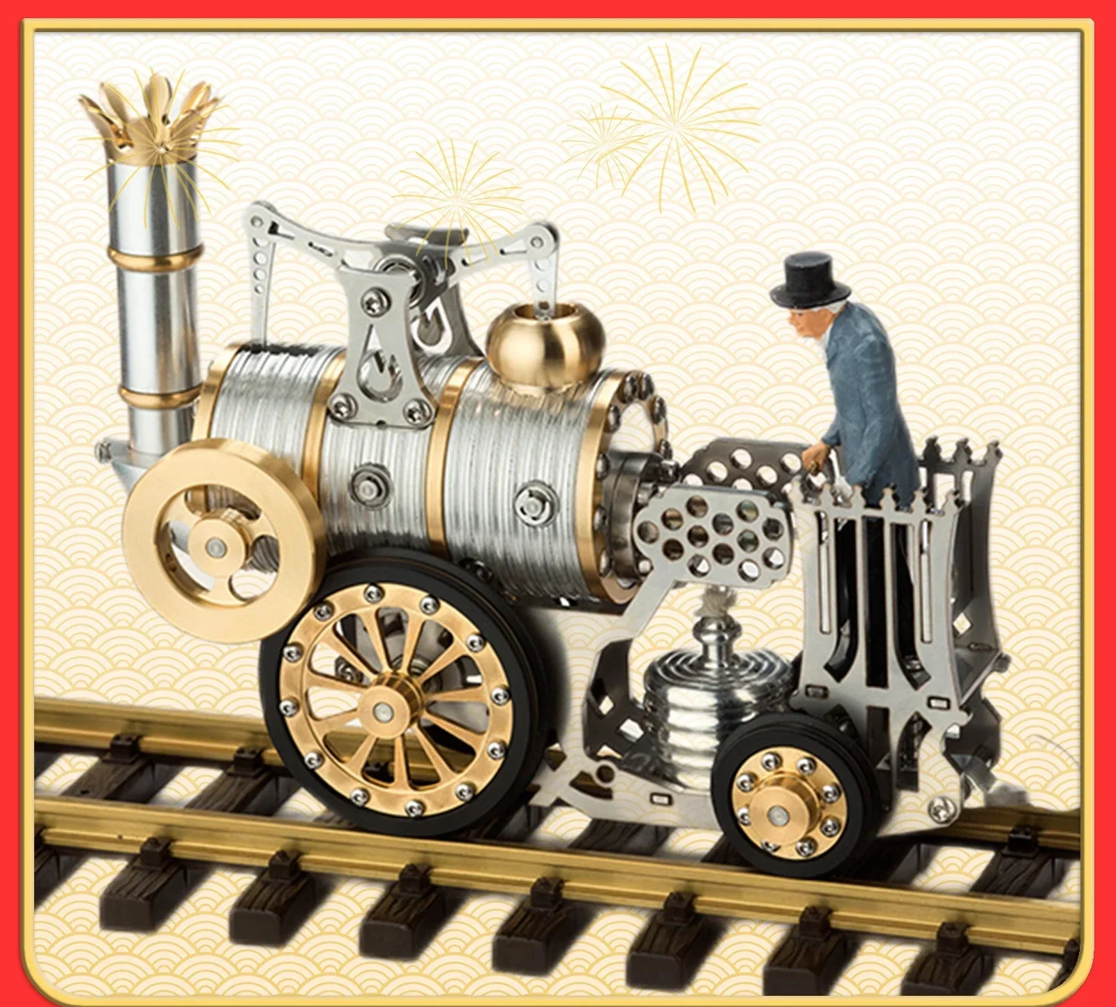 

German steam train model, metal imported mini engine movable assembly track handicrafts free shipping