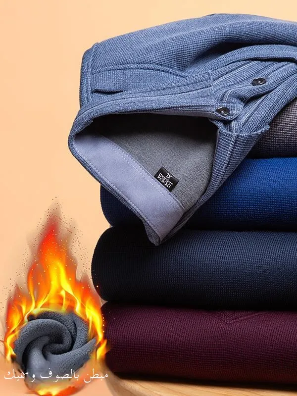 سترة رجالية شتوية سميكة من كينجسلاند مبطنة بالصوف مع ياقة قميص محبوكة، سترة دافئة بأكمام طويلة وياقة دائرية، تصميم عصري بلون ...