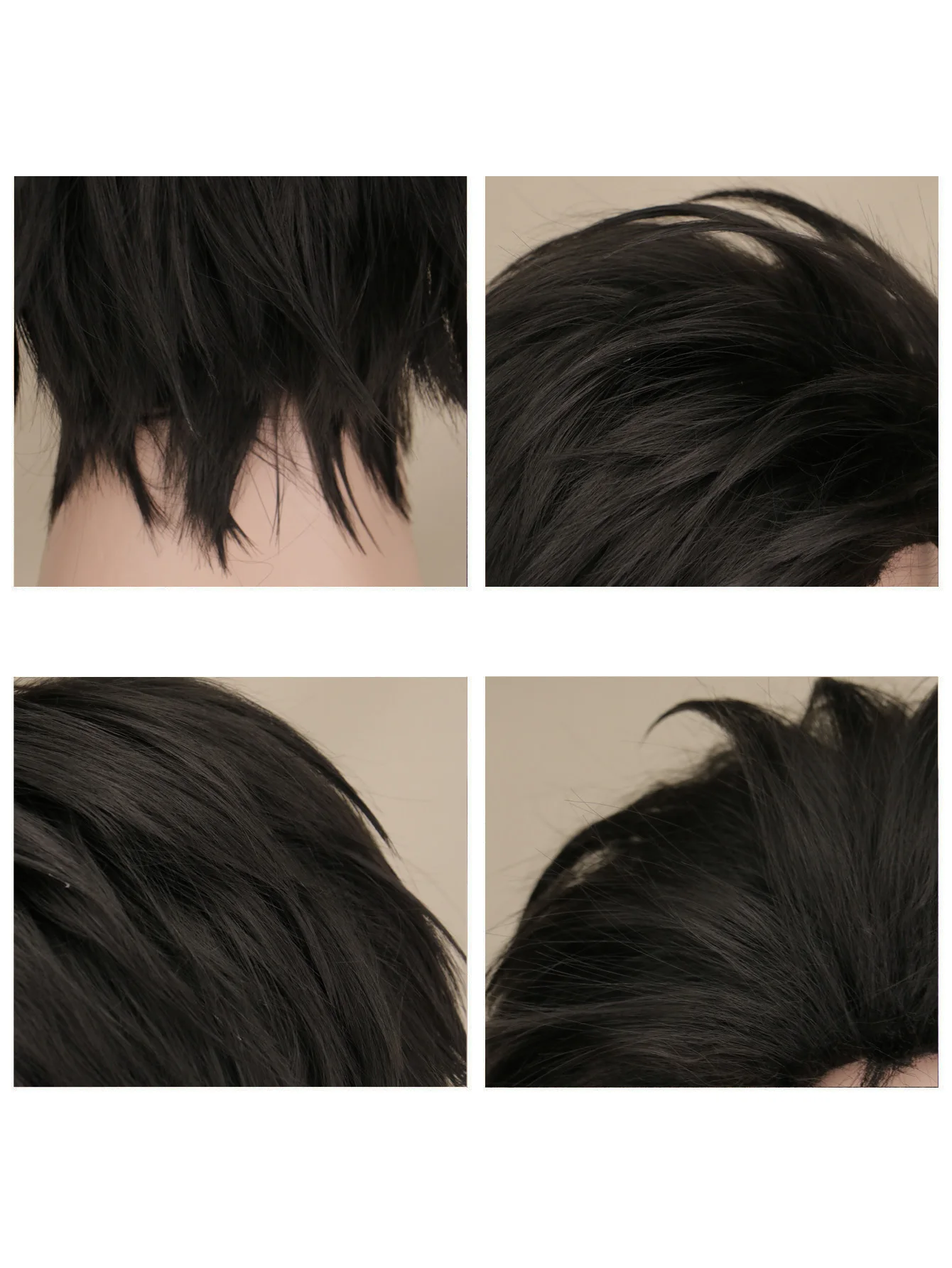 Anime Life in a Different World from Zero Cos Series Manga Peluca corta de cosplay negra Peluca de disfraz de Halloween con parte trasera peinado para hombres