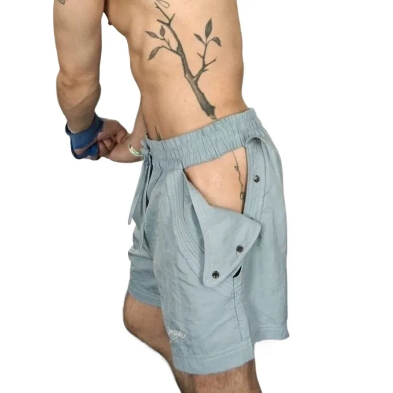 Pocket Opening Tooling Thin Outdoor Splicing Zipper Quick-drying Loose Shorts Summer Casual Beach Pants Sports Five-point Pants