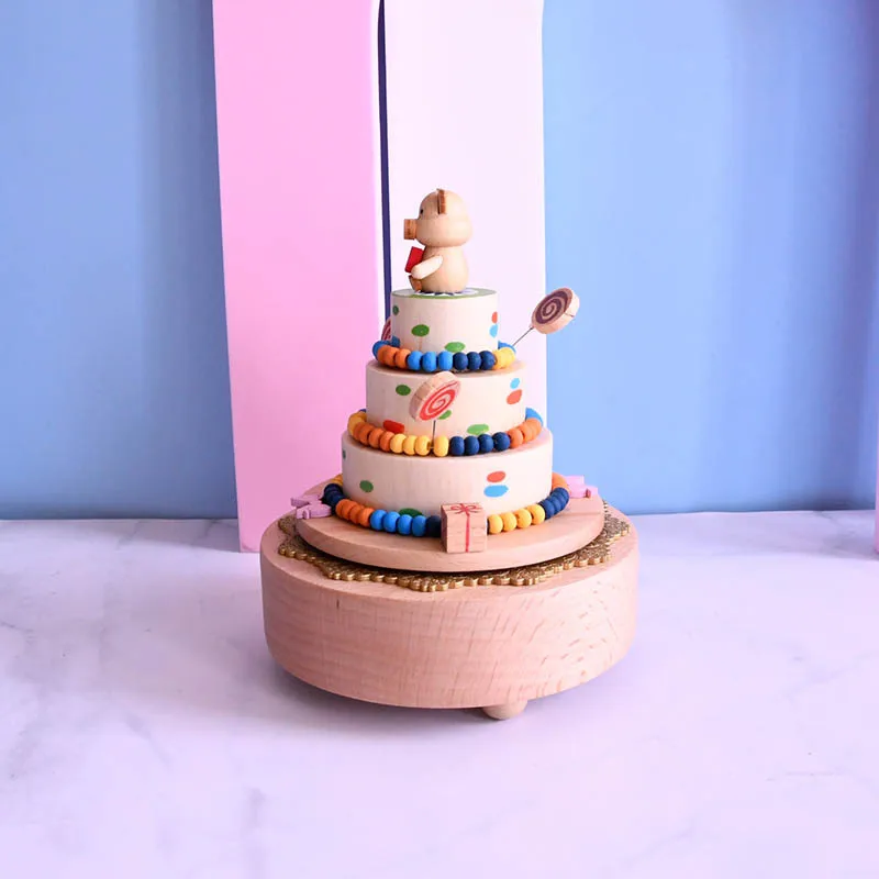Hand Painted Wooden Music Box. Vintage Mechanical Wind-up Music Box. Happy Birthday Birthday Gift to You