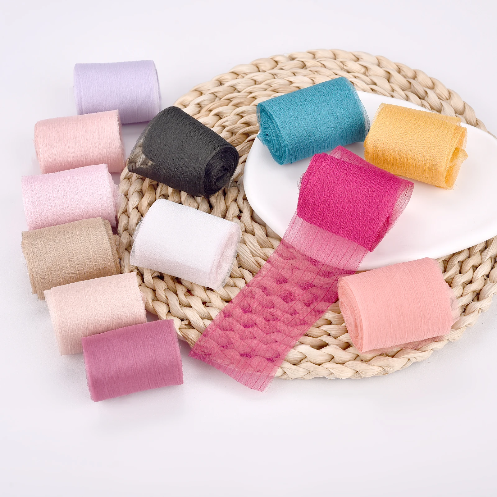 

5 ярдов, прямая лента из креповой пряжи с потертыми краями ручной работы для свадебных приглашений, упаковка букетов, украшения для дня рождения, подарки