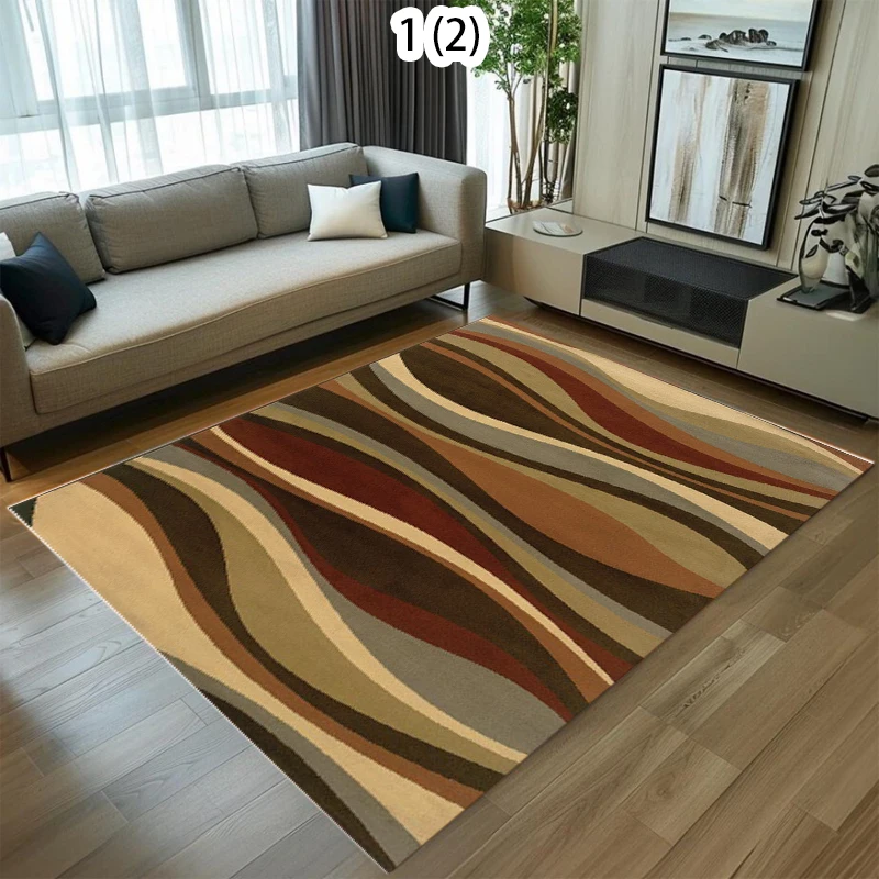 Modern Wavy Stripe Area Rug Abstract Fluid Curve Non-Slip Floor Carpet Boho Minimalist Home Decor for Bedroom Living Room