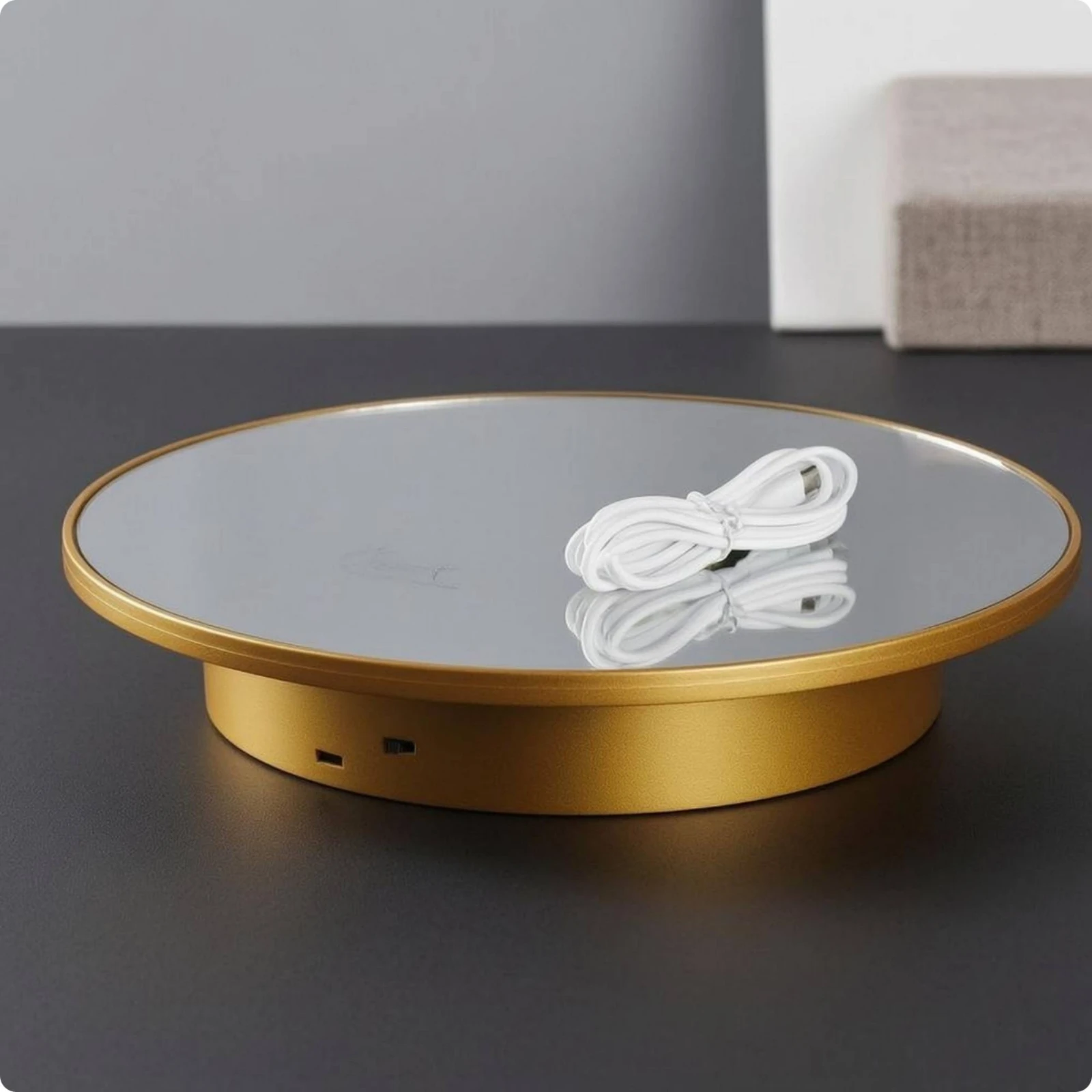 Electric Rotating Display Stand ABS Body Rotating Display Turntable Mirror Turntable Slow Rotation Photo Gear Wireless Use