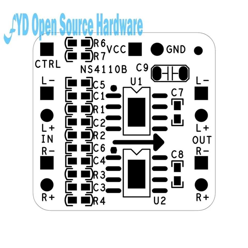 1pcs Differential Amplifier Board 2x18W Digital Class D/Class AB Audio Power Amplifier NS4110B Voltage 6-14V