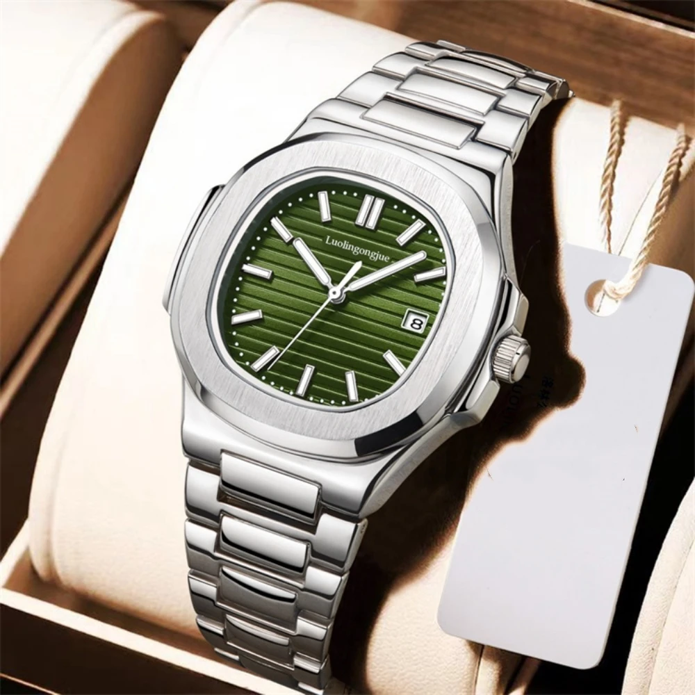 

High-End Business Men's Mechanical Watch with Skeleton Design, Fully Automatic Mechanical Movement, Stainless Steel Strap, Calendar, Waterproof, Luminous, Simple and Versatile, Light Luxury Men's Wristwatch, Holiday Gift for Men