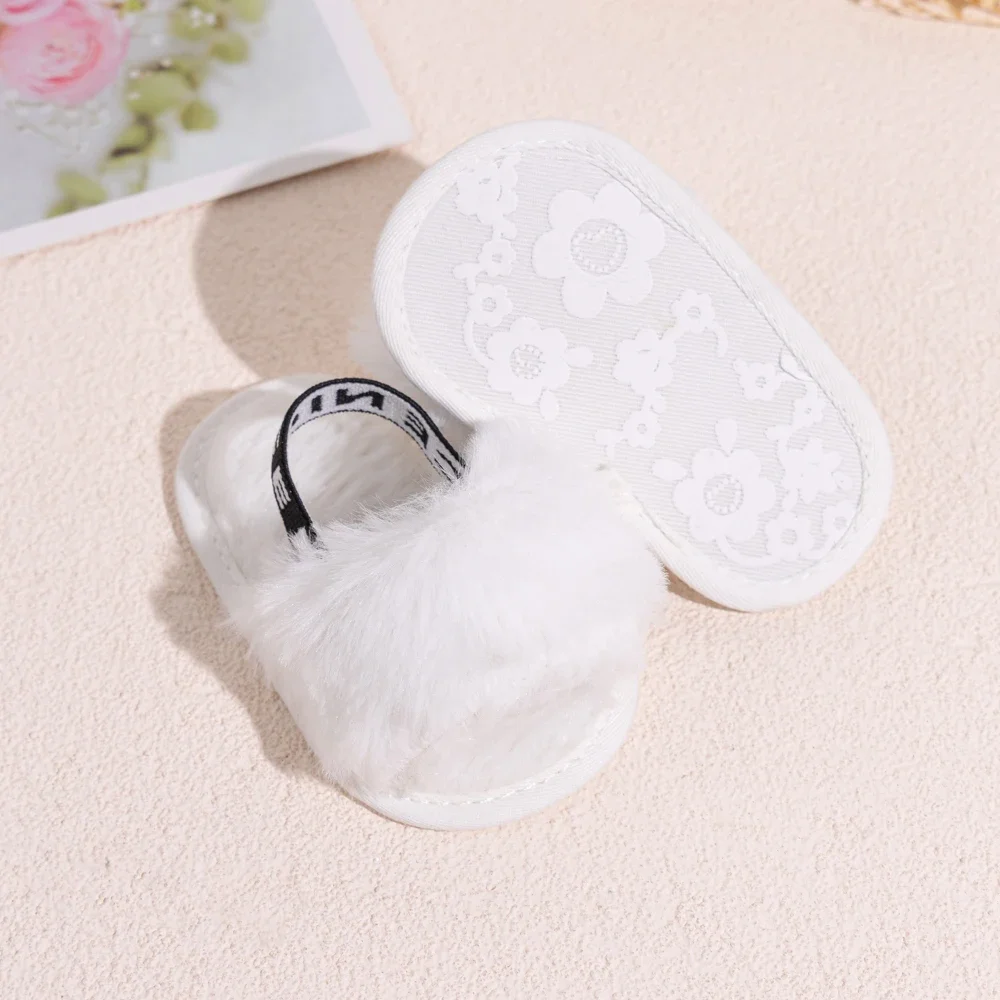 Meckior Spring Winter Baby Shoes Cute Indoor Baby Fluffy Slippers Infant Toddler Baby Boys Girls Shoes Sandals First Walker