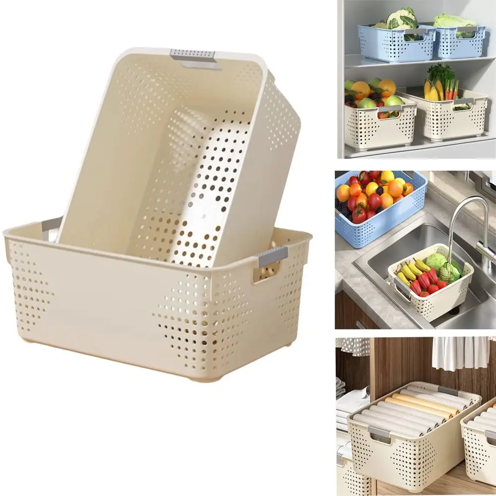 Panier de rangement en plastique durable, empilable, design ajouré, panier de rangement de bureau, panier à collation multi-usages, cuisine