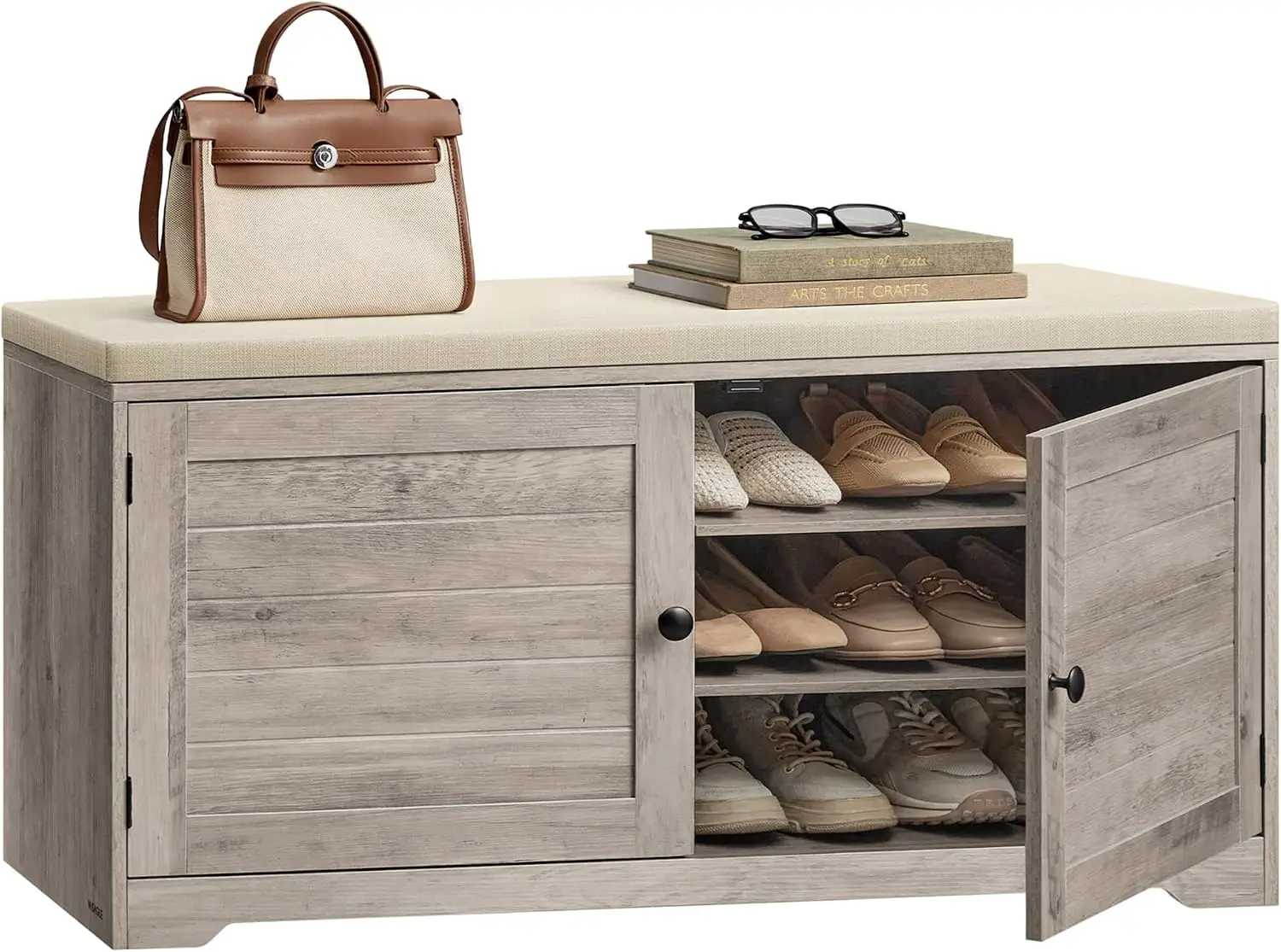 Three Tier Shoe Storage Bench Cushion 14 x 39.8 x 20.7 Inches