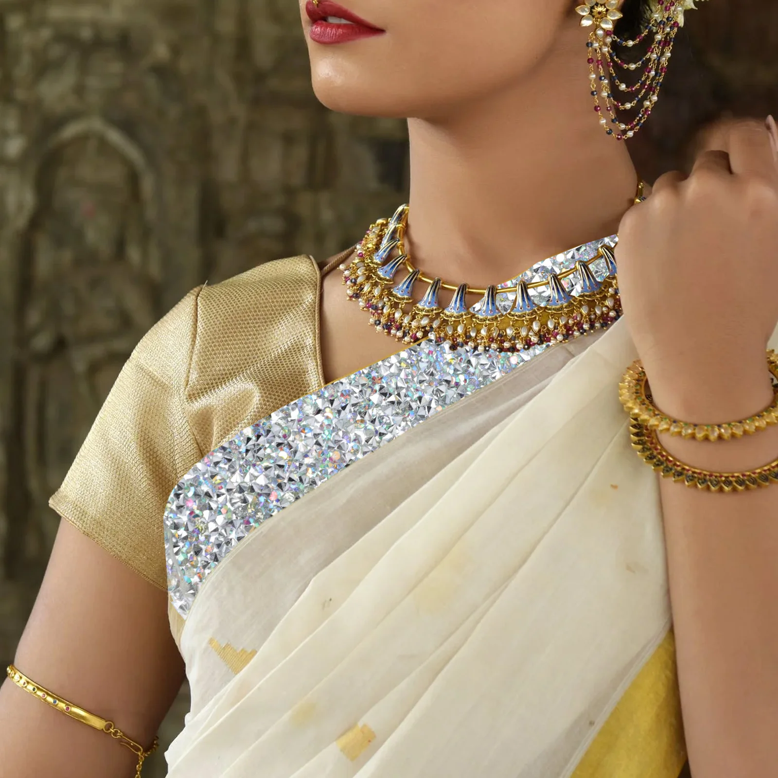 

1 Roll Double Sided Glitter Tape Diamond Ribbon For Diy Clothes Decor Wedding Party Craft Gift Packaging Handicraft Sewing