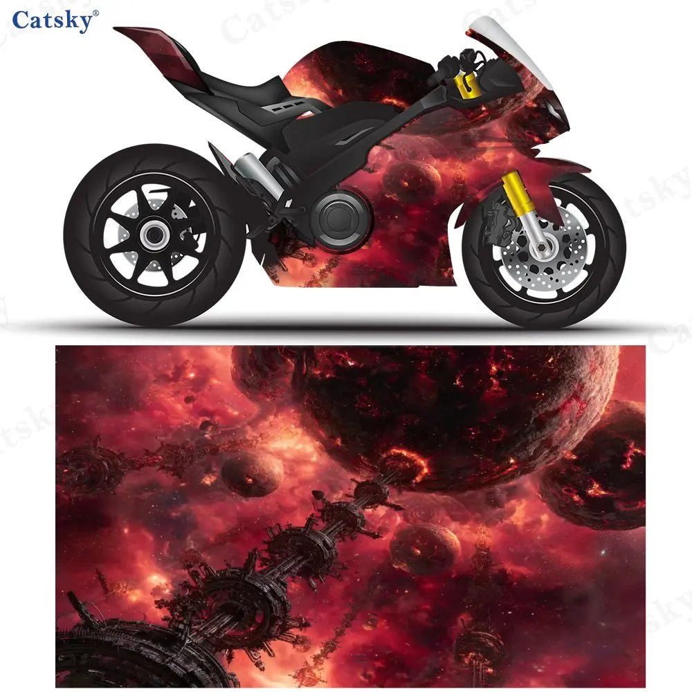 Space Motorcycle Scratch Resistant Sticker, Detachable Sticker, Universal For Motorcycles, Durable PVC, Long-lasting Residue Fre