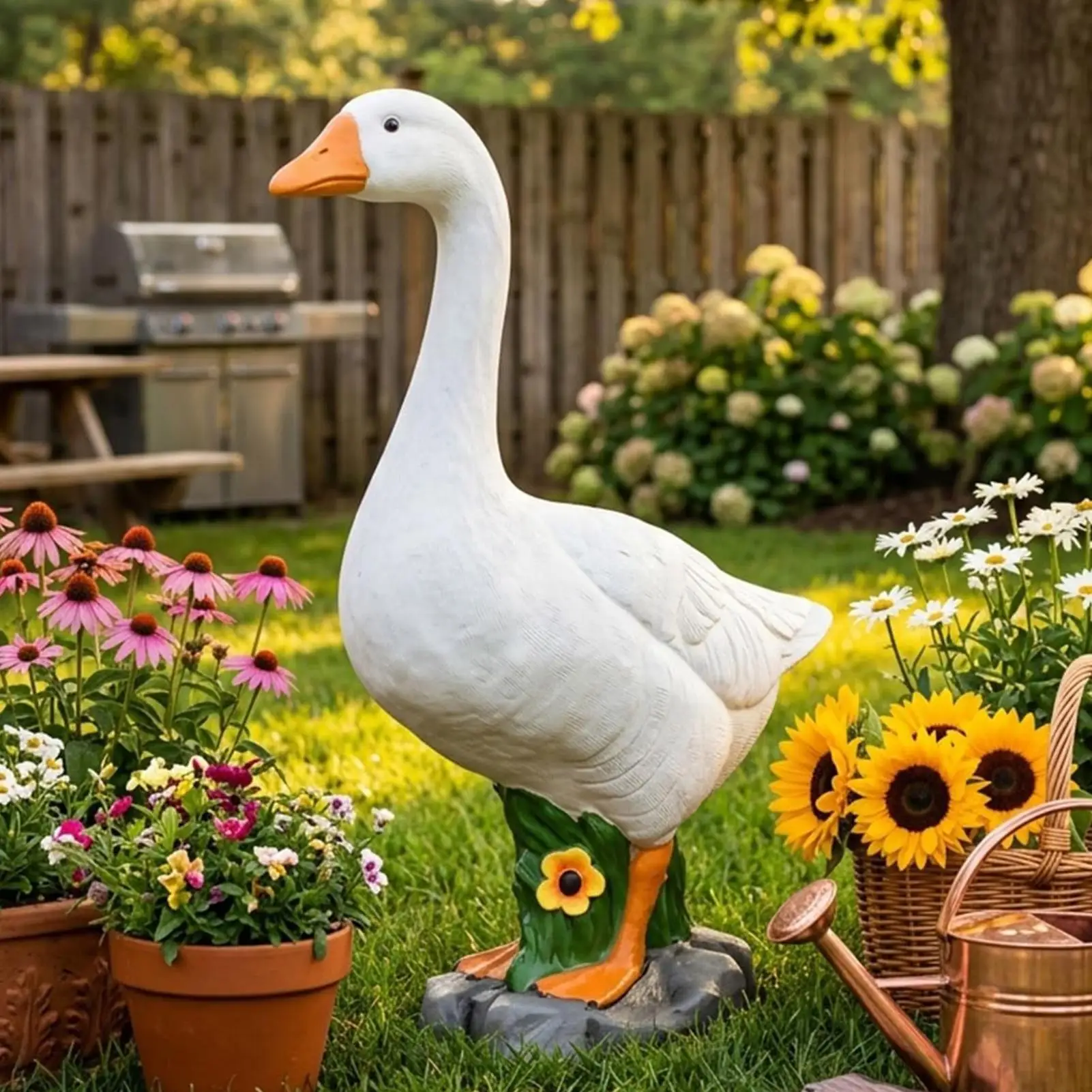 Porch Goose Resin White Goose Garden Decor Unique Outdoor Garden Landscape Animal Statue For Home Decoration Animal Figurines