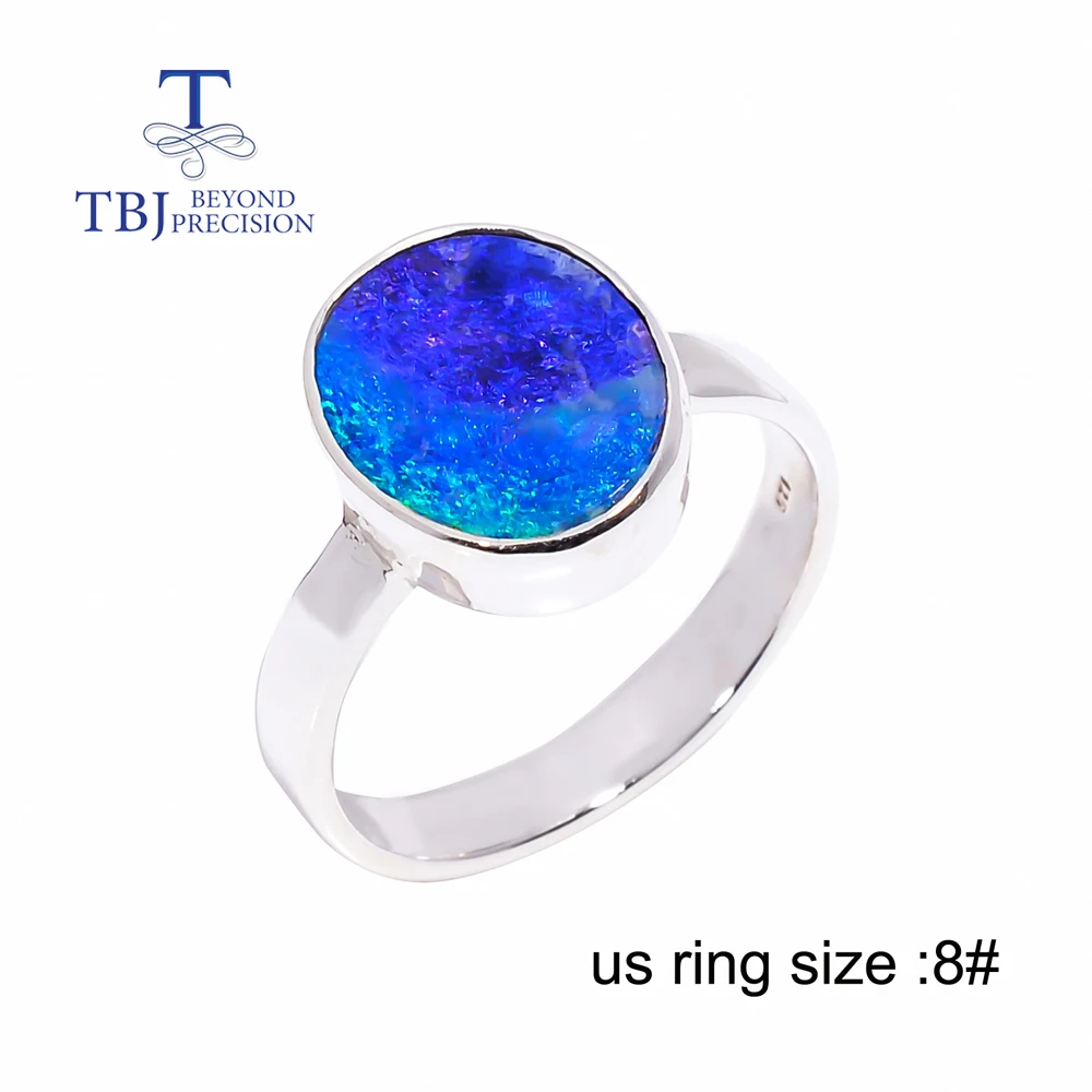 Handmade simple ring 925 Sterling silver natural australian triplet opal ov 10x12mm 3.55ct gemstones fine jewelry for women gift