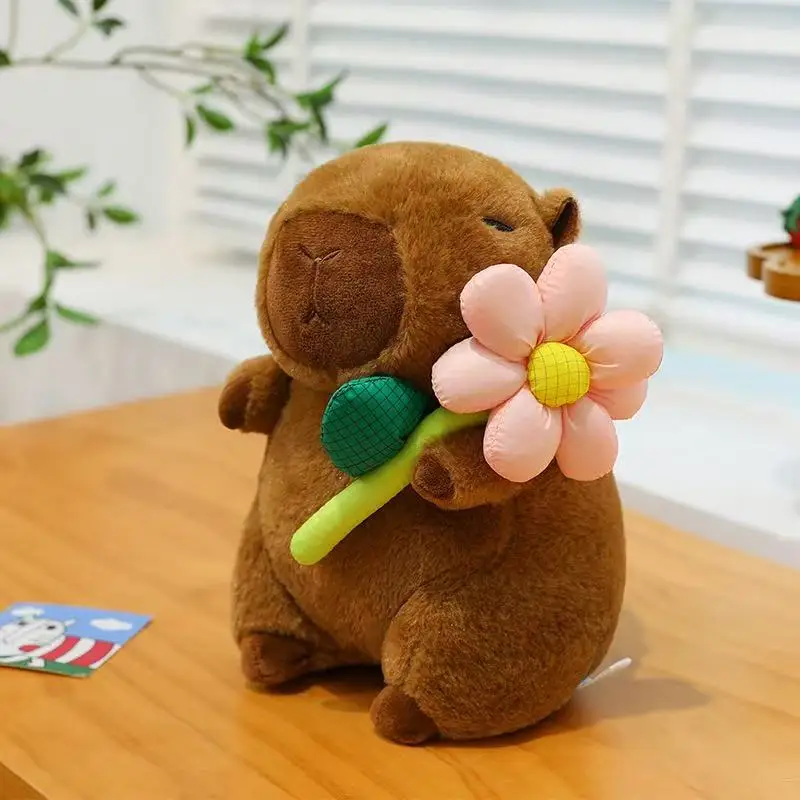 25cm Capybara Plush Simulation Capibara Anime Fluffty Toy Plant Stuffed Doll Holidays Props Decorative Throw Pillow for Kids