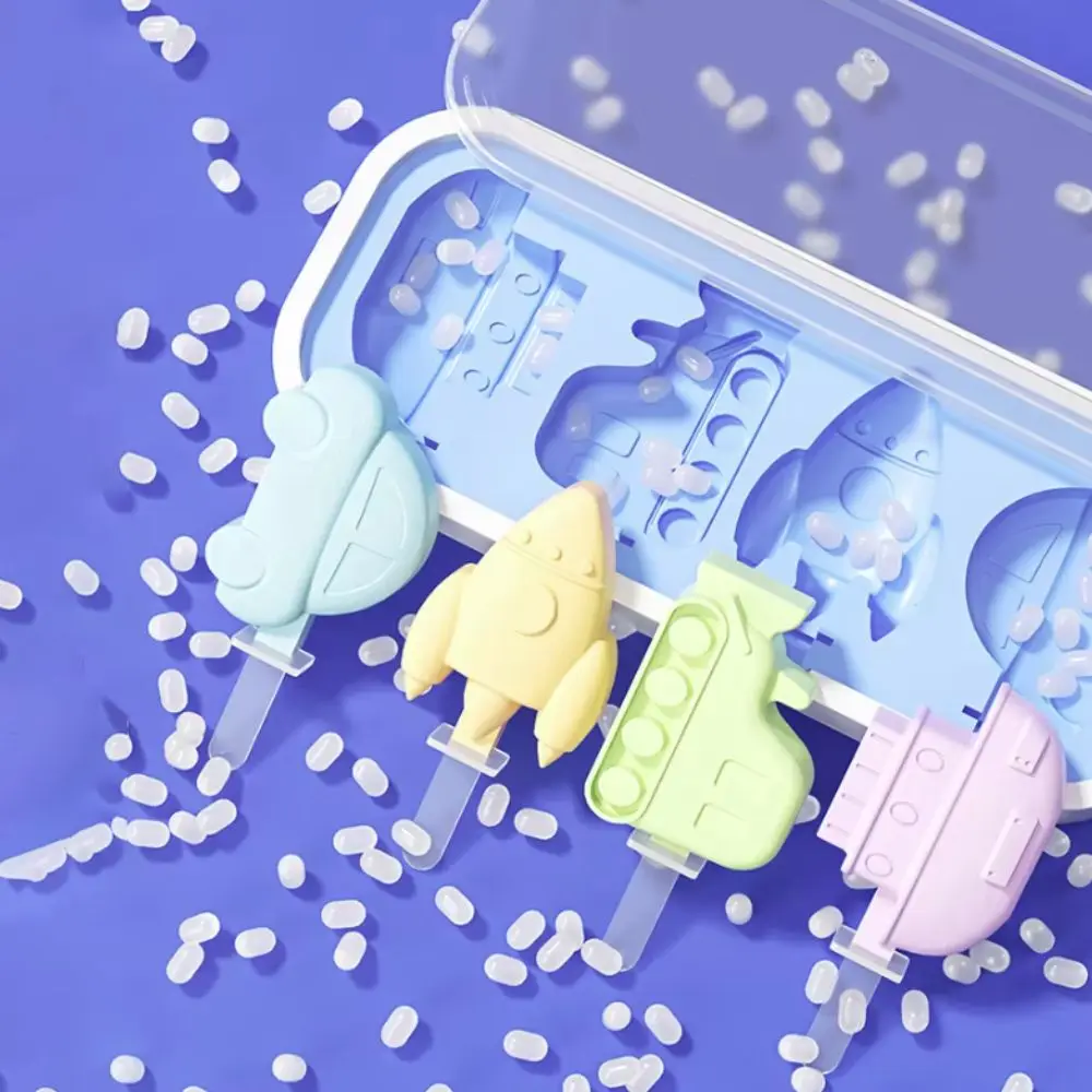 2PCS Silicone Dinosaurs Ice Cream Mold with Lid and Stick Easy To Demold Ice-lolly Maker Dust-proof Cartoon Ice Cube Trays