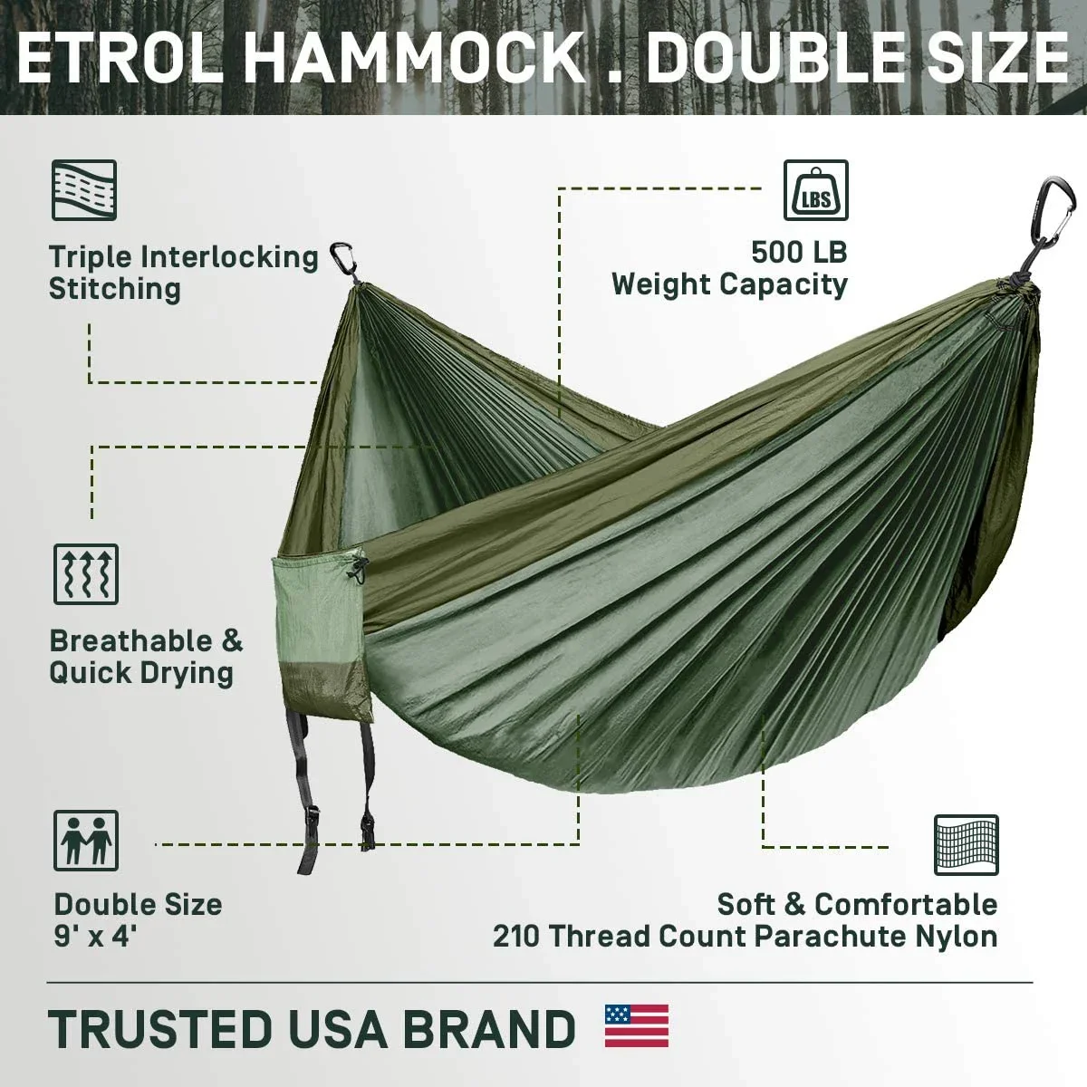 

Camping Hammock Ultralight Portable Hammock for 2 People Lightweight Parachute Nylon Double Hammocks
