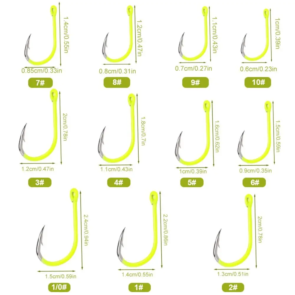 

50pcs/box High Carbon Steel Barbed Fishing Hooks With Barb Sea Carbon Steel Barbed Hooks Strong Anti-rust Fluorescence Hook