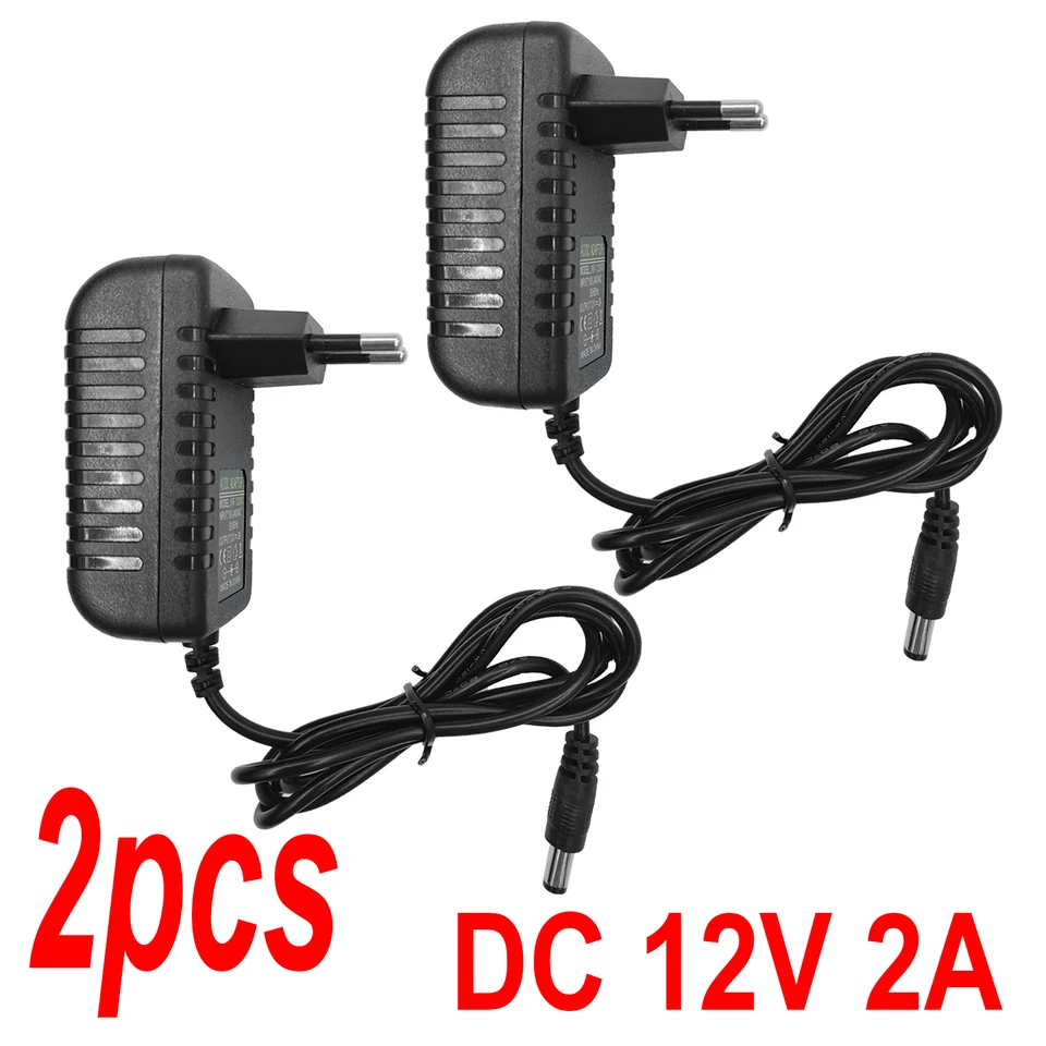 2 Pack Universal 12V Power Supply Adapter Charger
